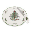 Spode Christmas Tree Appetizer Plate with Cheese Knife 1520752