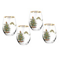 Spode Christmas Tree Stemless Wine Glass Set of Four 1701090