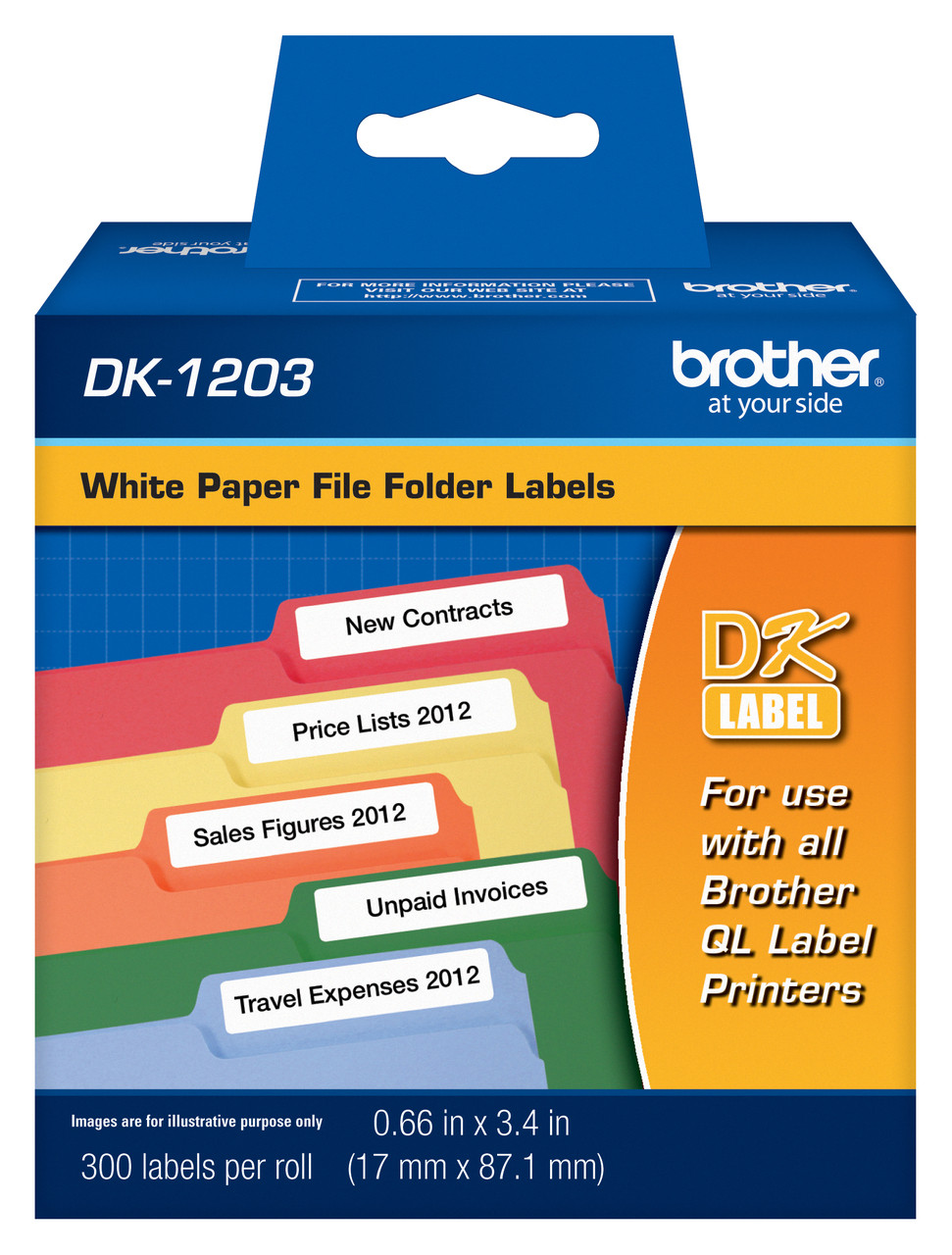 Brother DK1203 White File Folder Labels 0.66" (17mm)