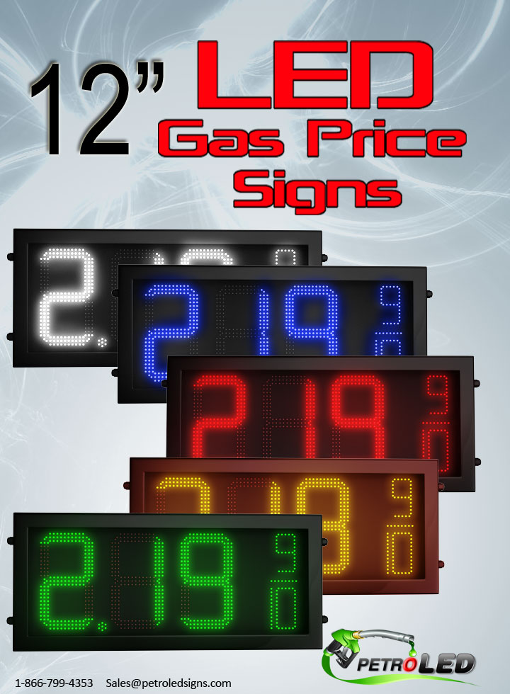 12 Inch Digits - LED Gas sign package - 1 Red Digital Price Gasoline