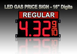 18 REGULAR Gas Price LED Sign Red LEDs with 3 Large Digits fraction digits Top Section lighted 5 Year Warranty Petro LED Signs