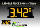 Gas Price LED Sign (Digital)  8" Amber (Yellow) with 3 Large Digits & 1 small digit - 5 Year Warranty