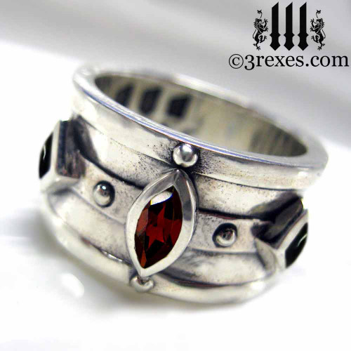 .925 sterling silver medieval ring with gothic garnet .925 sterling silver medieval ring with gothic garnet