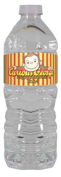 Curious George personalized water bottle labels – worldofpinatas.com