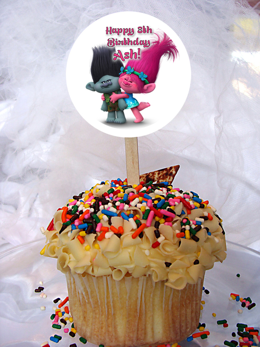 Trolls Personalized Cupcake Toppers