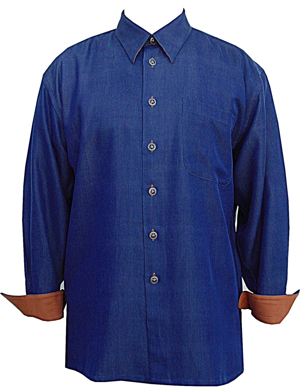 LS802STR Men's 55%Silk/45%Tencel Star Button Shirts - FonteShirts.com