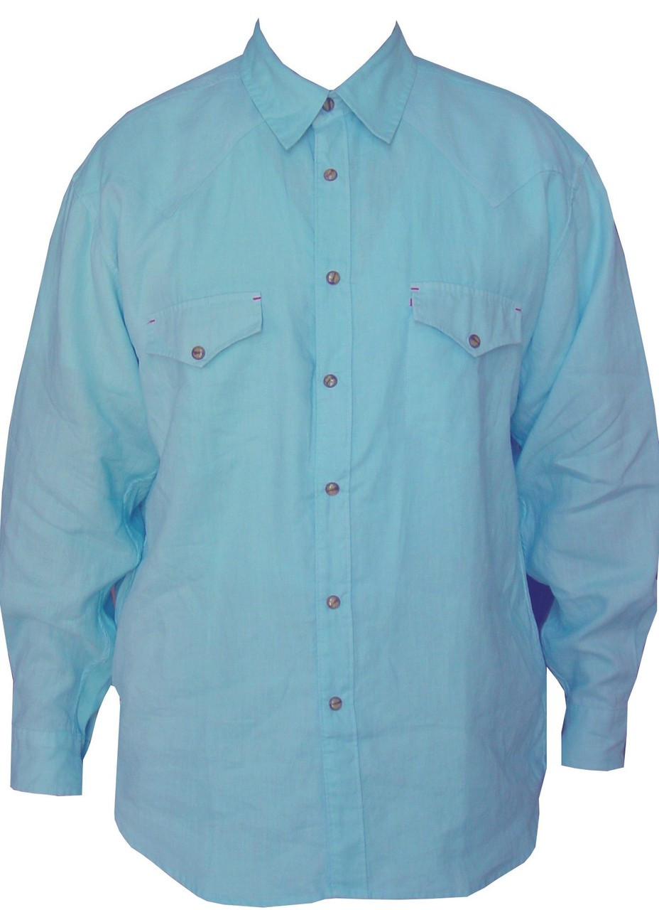 Washed Linen Western Snap Button Shirts 