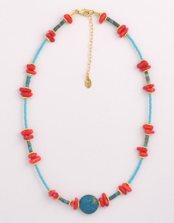 Red Coral and Turquiose Necklace