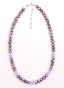 Purple Fresh Water Pearl and Light Purple Quartz Necklace