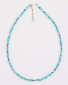 Small Round Turquoise and Sterling Silver Bead Necklace