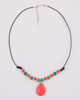 Turquoise and Coral with Pink Agate Drop Half Necklace