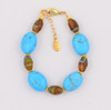 Oval Turquoise and Brown Czech Glass Bracelet