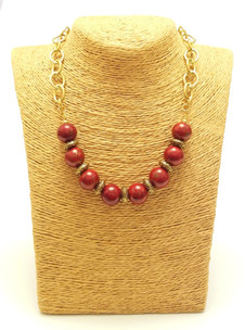 Red Matrix Turquoise Gold Chain Necklace