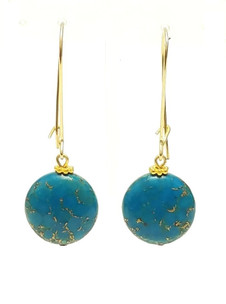 Matrix Turquoise Medium Hoop Earrings (Gold)