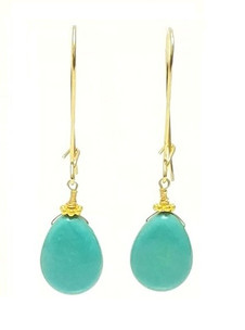 Turquoise Medium Hoop Earrings (Gold)