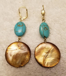 Mother of Pearl & Turquoise Earrings (Gold)