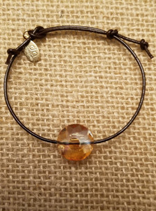 Amber Crystal Leather Bracelet
