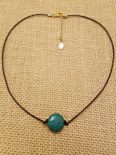 Turquoise Leather Necklace