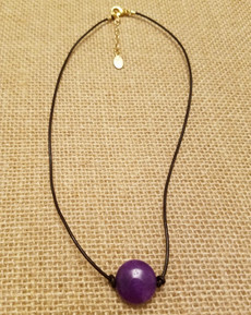 Purple Agate Leather Necklace