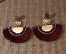 Red Tassel Half Circle Earrings