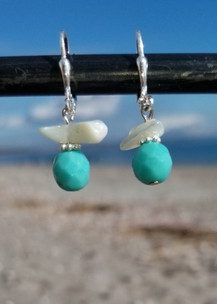 Mother of Pearl and Czech Glass (Silver) Earrings