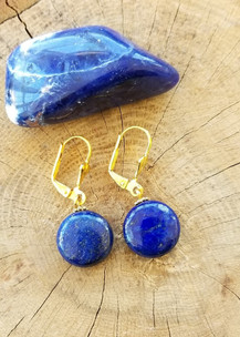 Lapis Azul Round Earrings (Gold)
