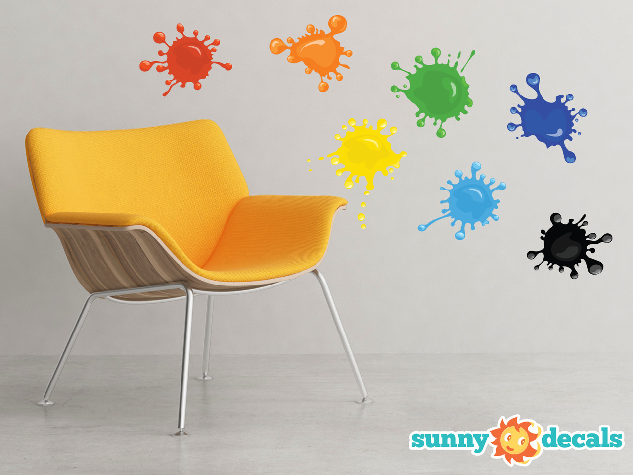 Paint Splatter Fabric Wall Decals Set of 7 Ink Splotch Decals Sunny