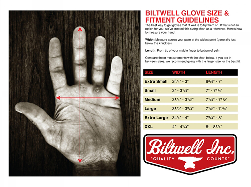 Motorcycle Glove Size Chart