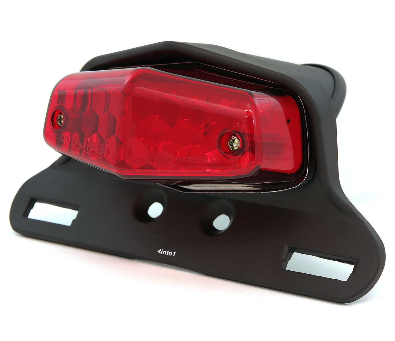 Lucas Style LED Tail Light Assembly Matte Black w/ Red Lens