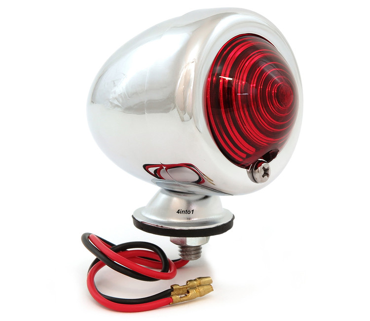Bottom Mount Dual Filament Bullet Tail Light Chrome