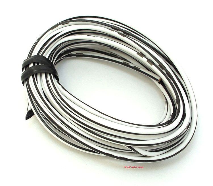 OEM Colored Electrical Wire 13' Roll White / Black Stripe