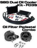 SBG Dual Oil Cooler Kit + Oil Filter Pedestal Combo (FD3S RX-7)