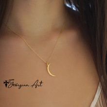 14K Solid Gold Large Moon Necklace in Yellow, Rose or White Gold