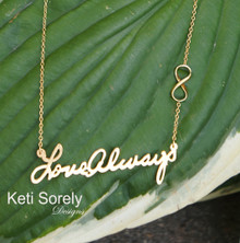 Handwritten Inspirational Message or Signature Necklace with Infinity Charm - Choose Your Metal