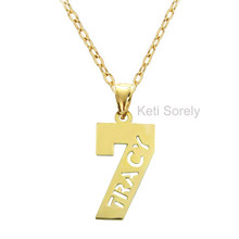 Personalized Single Number Sports Charm with Pierced Name - Choose Your Metal