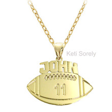 Personalized Football Sports Charm with Name - Choose Your Metal