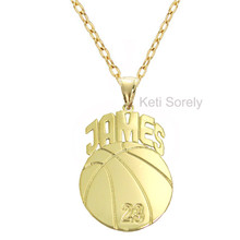 Personalized Basketball Sports Charm with Name - Choose Your Metal