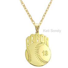 PersonalizedBaseball Sports Charm with Name - Choose Your Metal