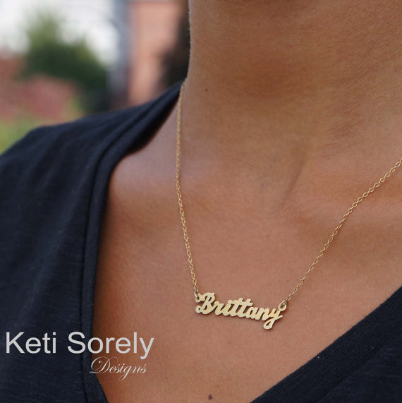 Handmade personalized name necklace in Sterling Silver or solid