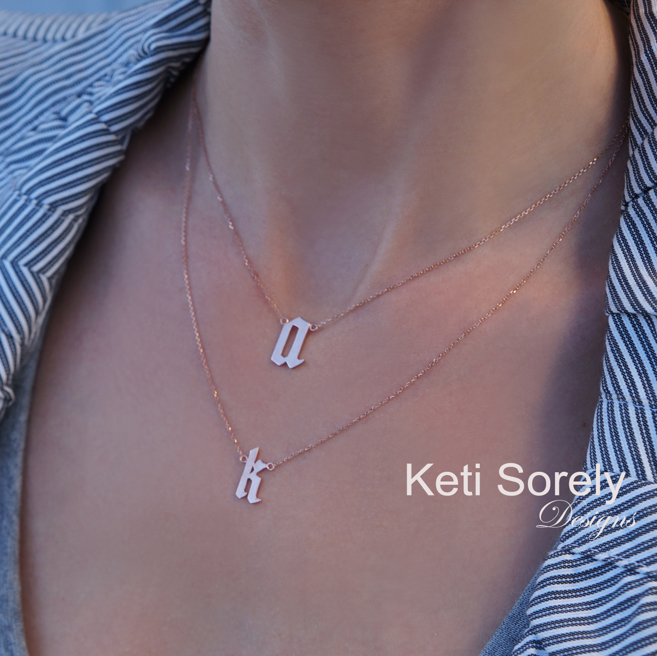 Buy Dainty Layered Necklace Set of 2, Initial Necklace, Personalized  Necklace, Silver, Rose or Gold Double Strand Initial Layering Necklace  Online in India - Etsy