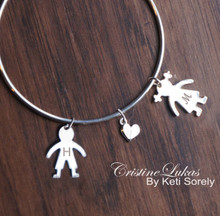 Create Your Family Bracelet with Engraved Kids Initials - Sterling Silver