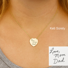 Engraved Heart Necklace With Handwriting - Choose Your Metal