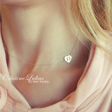 Sideways Heart Necklace With Engraved Initials - Choose Your Metal