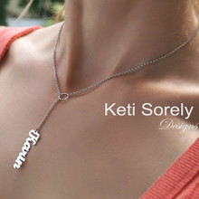 Lariat Name Necklace - Drop Style Necklace - Yellow, Rose or White Gold