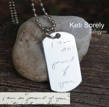 Jewelry For Men - Handwritten Message Pendant For Man - Sterling Silver