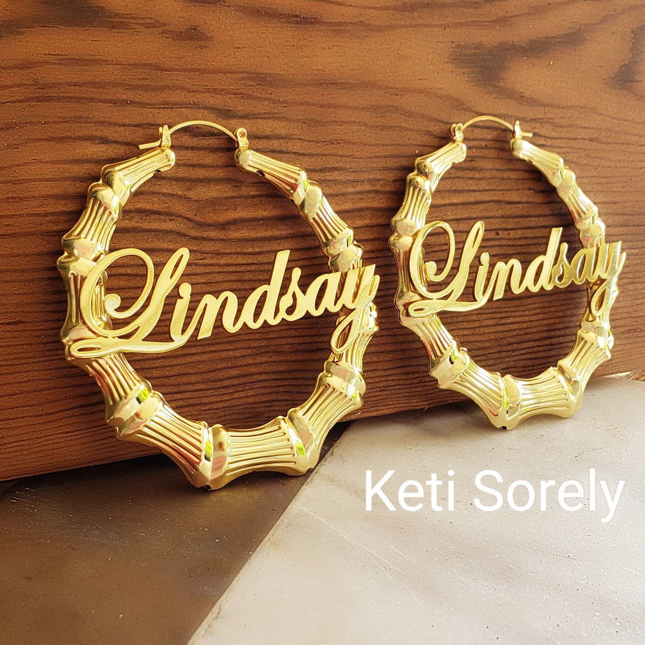 Custom Made large Hoop Earrings With Your Name in Script Font (Order Any Name) - Name Earrings in Yellow Gold, Rose Gold Or Sterling outlets Silver