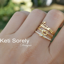  Stacking Rings Set - Infinity, Heart And Name Ring With CZ Stones