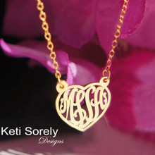 Heart Monogram Necklace - Choose Your Metal