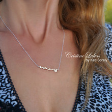 Sideways Arrow Necklace With Infinity In sterling silver or Solid Gold