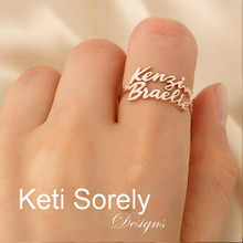 Custom Made Stacked Names Ring  - Choose Your Metal